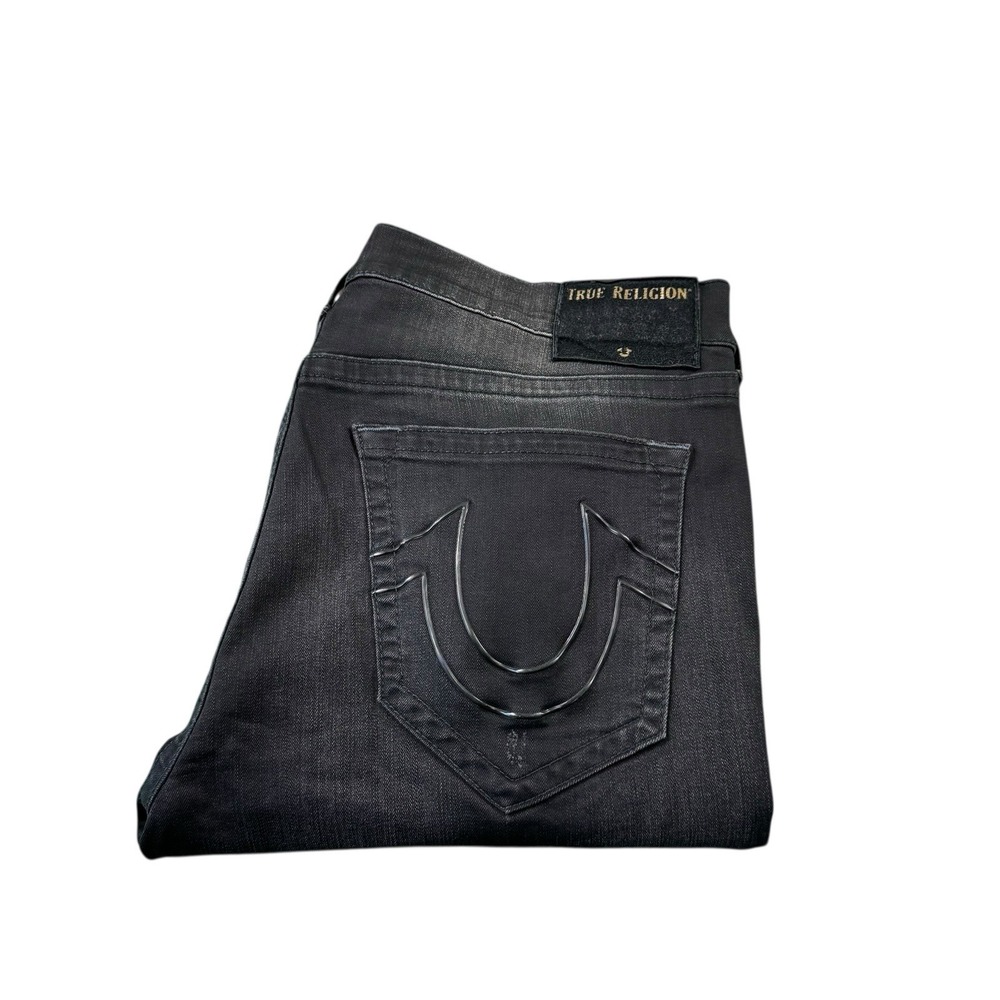 True Religion Black Stretch Geno Distressed Men's Jeans Size 40x34